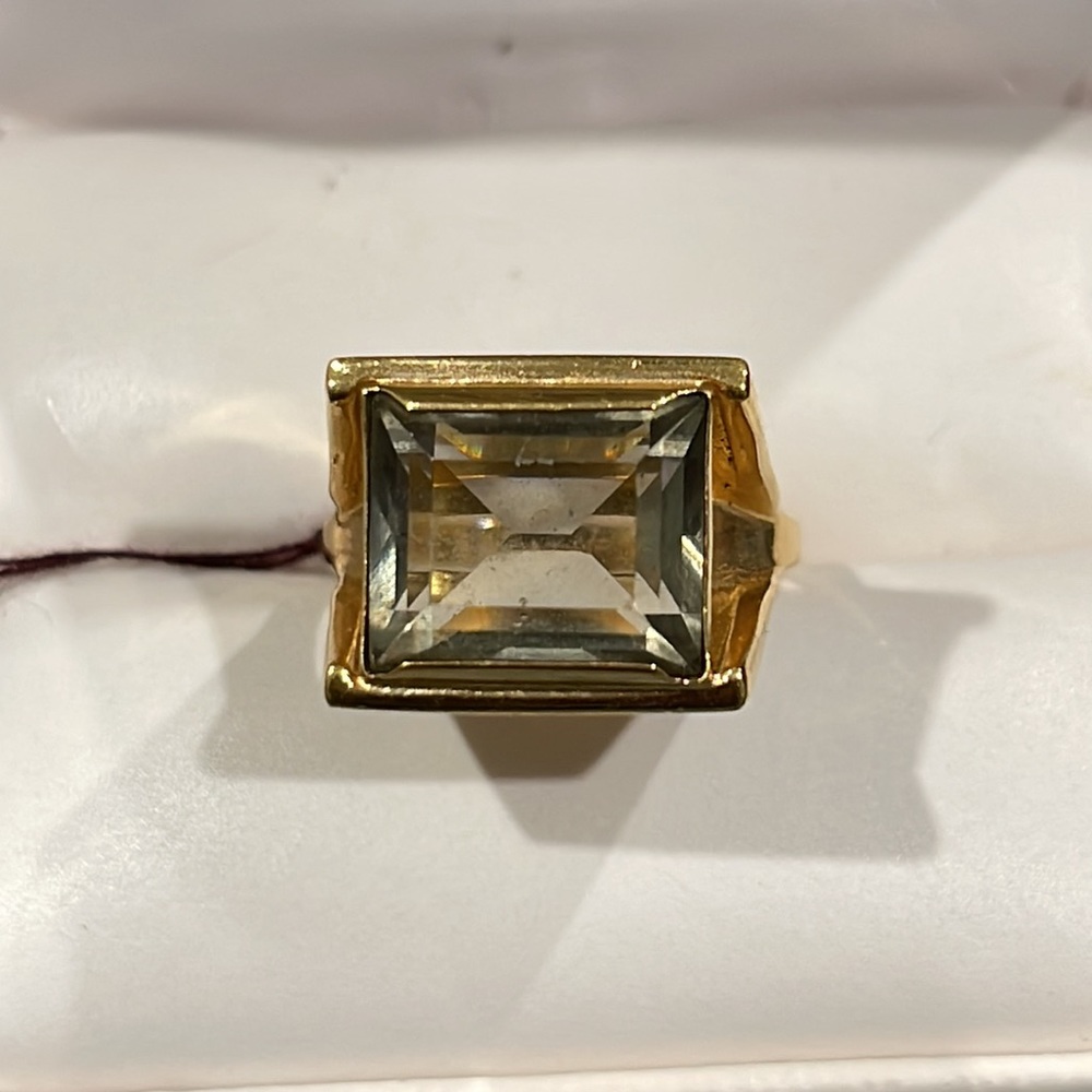 18K Gold Plated Ring - light Green Stone